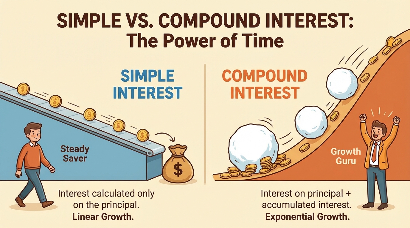 Difference between simple interest and compund interest explained